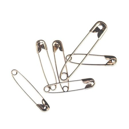 SCHOOL SMART Safety Pin, No 2, 1-1/2 in, Steel, Nickel Plated, Pack of 144 PK SS003466